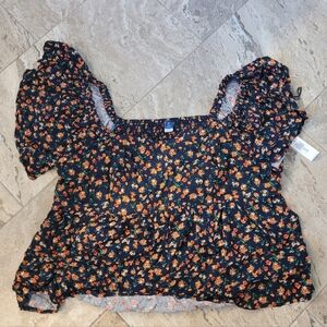 Old Navy Flutter Sleeve Crepe Top NWT Navy XXL Tall